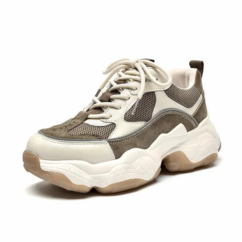 Trendy Lace-Up sneakers with Thick Sole