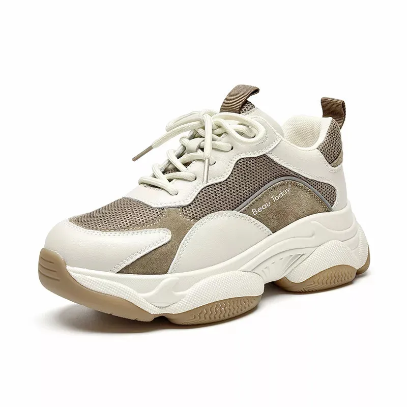 Trendy Lace-Up sneakers with Thick Sole