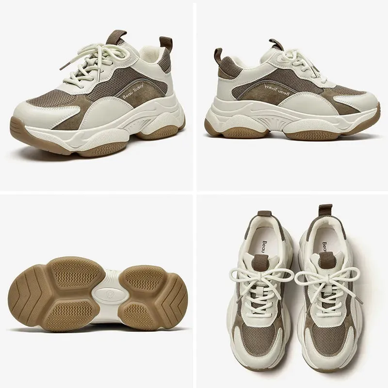 Trendy Lace-Up sneakers with Thick Sole