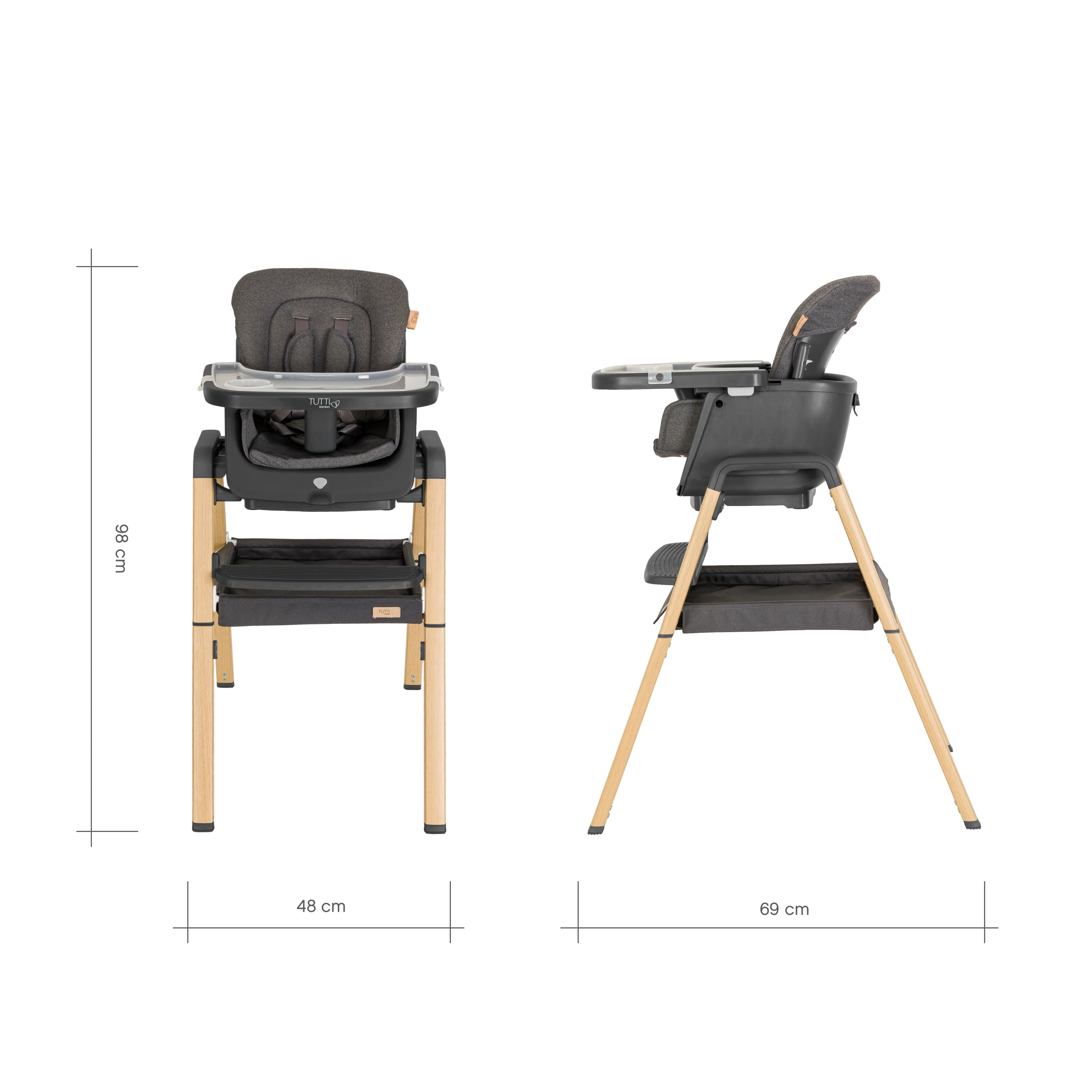 Tutti Bambini Nova Evolutionary Highchair - Grey/Oak