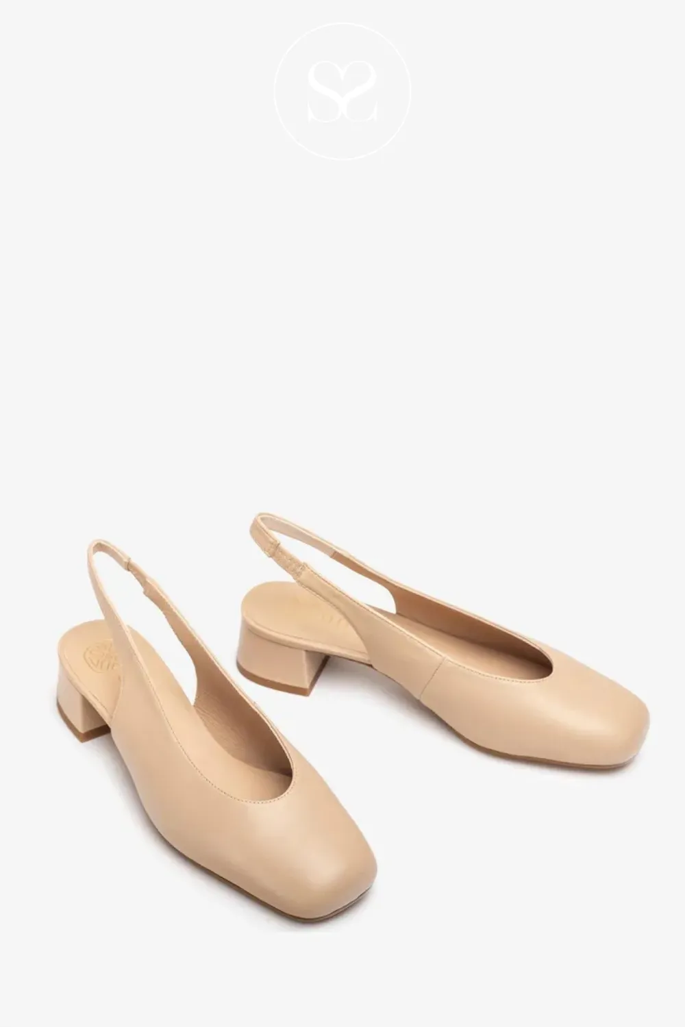 UNISA JUSTA NUDE SLINGBACK BLOCK HEEL SHOES