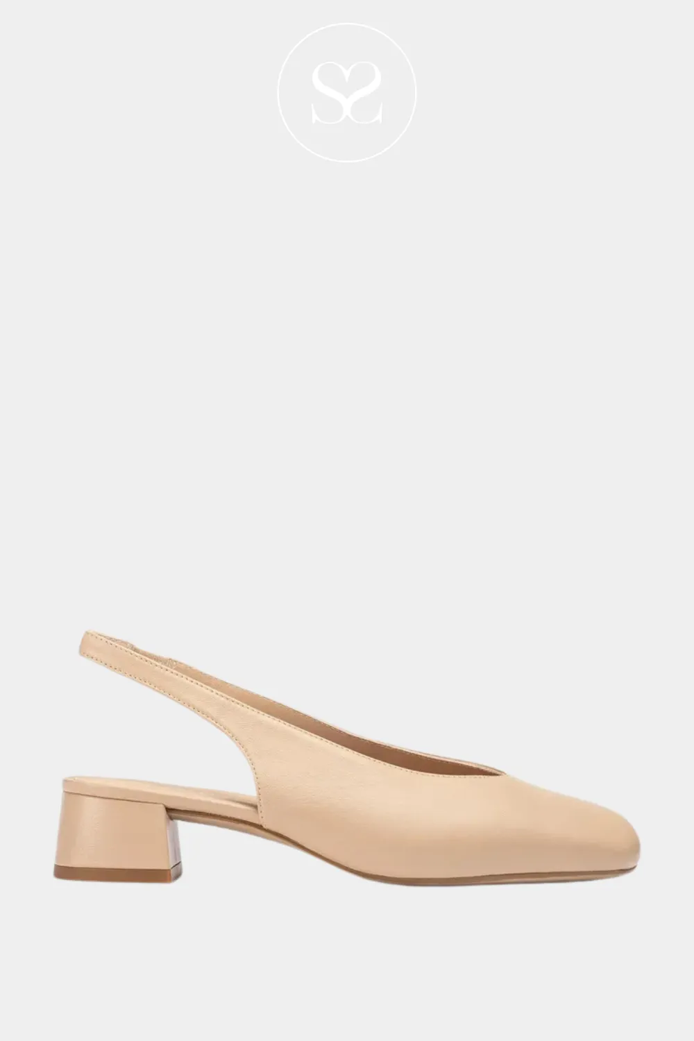 UNISA JUSTA NUDE SLINGBACK BLOCK HEEL SHOES