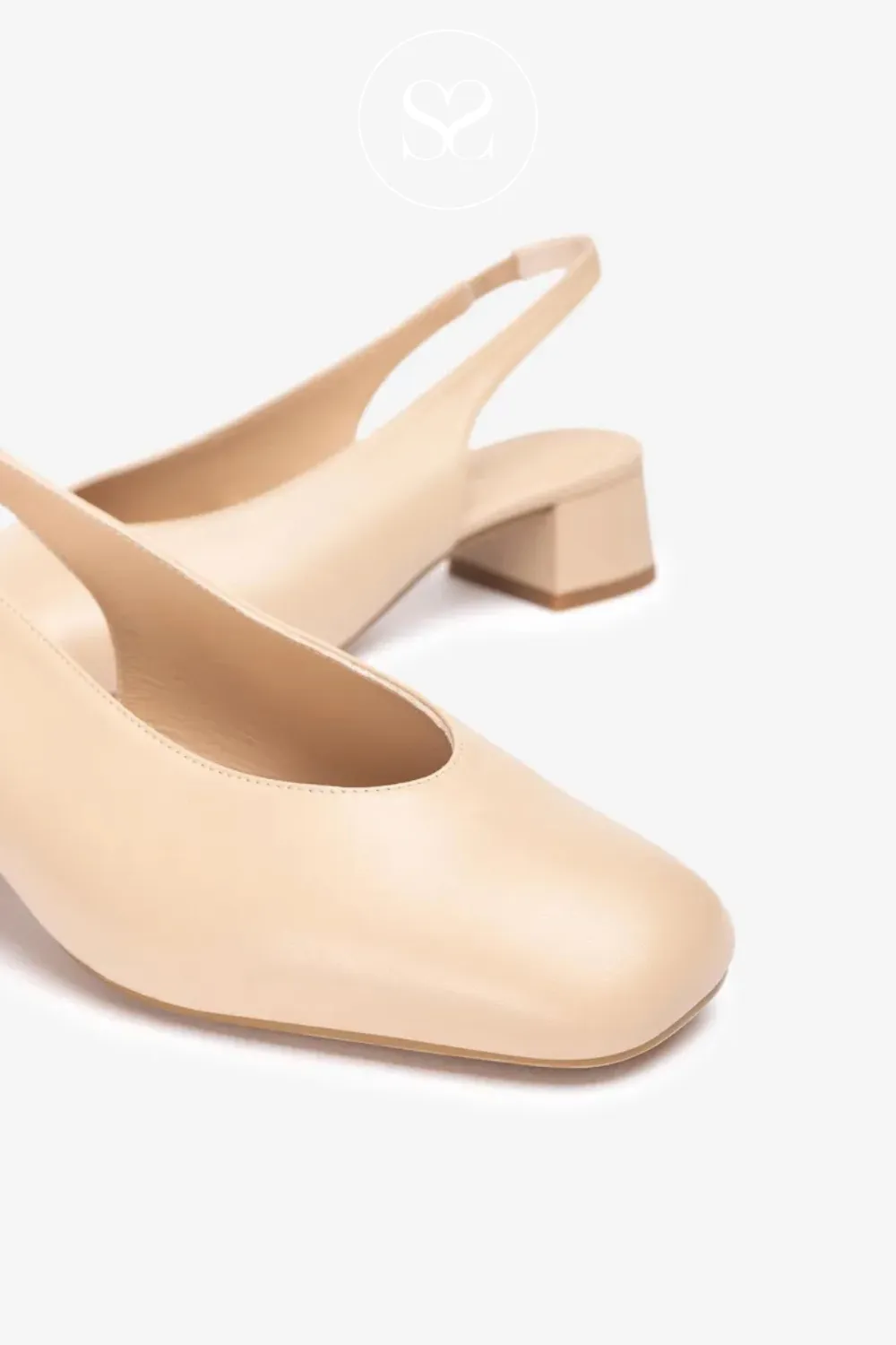 UNISA JUSTA NUDE SLINGBACK BLOCK HEEL SHOES