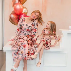 Women Big Flower Print Parent-child Dress