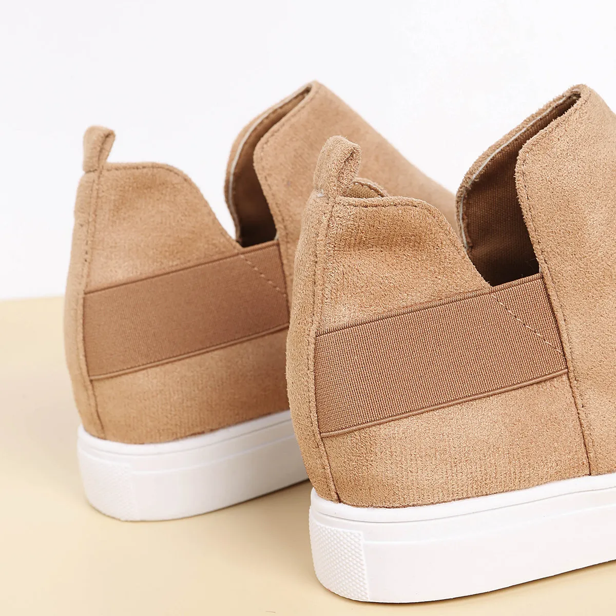 Women Wedge Flat Slip On Casual Walking Stealth Height Increase Shoes