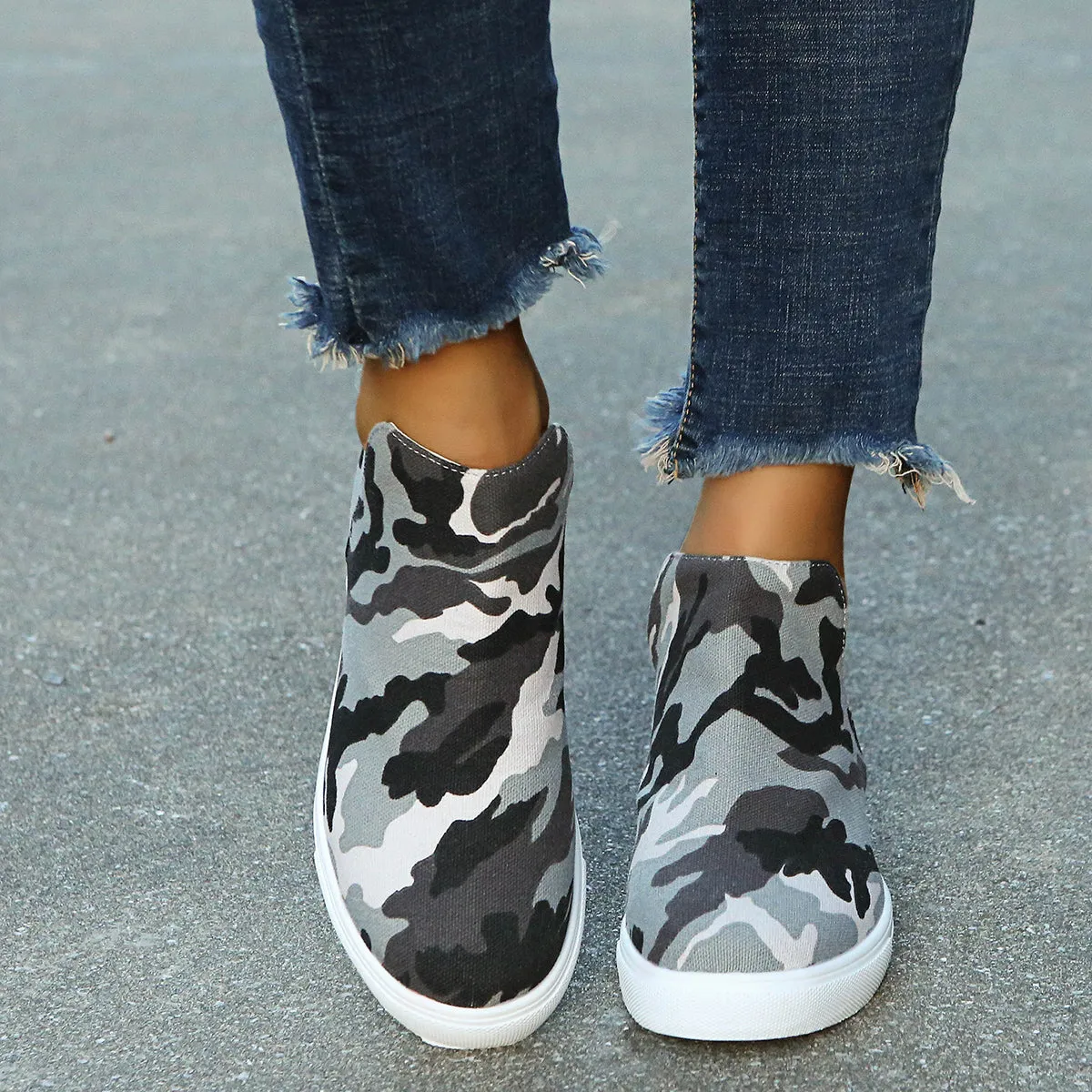 Women Wedge Flat Slip On Casual Walking Stealth Height Increase Shoes