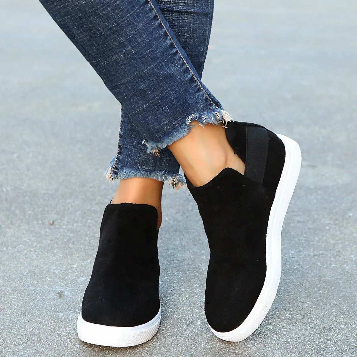 Women Wedge Flat Slip On Casual Walking Stealth Height Increase Shoes