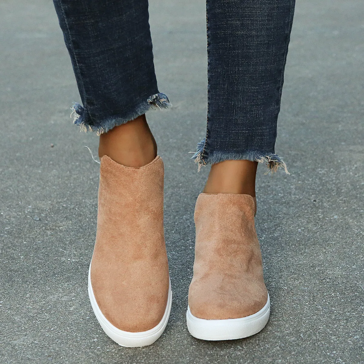 Women Wedge Flat Slip On Casual Walking Stealth Height Increase Shoes
