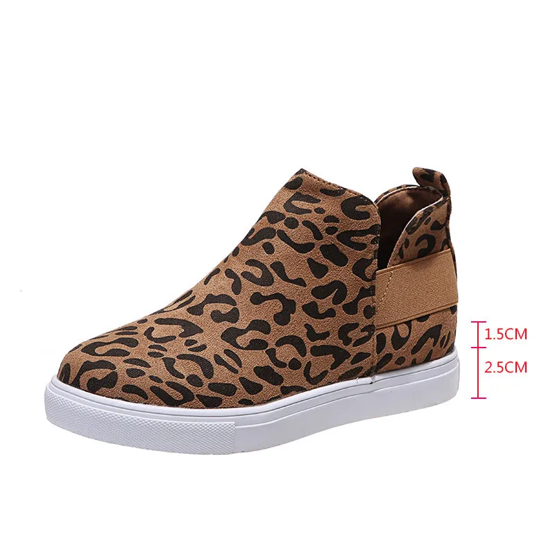 Women Wedge Flat Slip On Casual Walking Stealth Height Increase Shoes