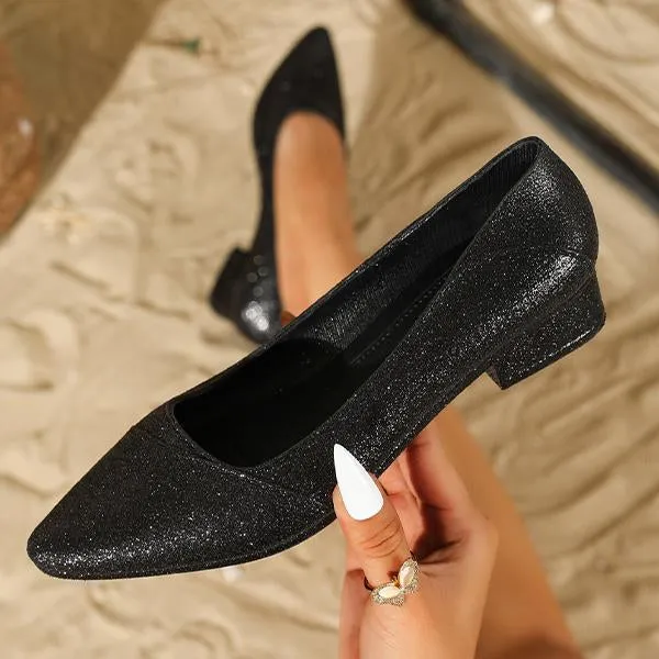Women's Stylish Low-heeled Shoes with Sparkling Sparkles 01566483S
