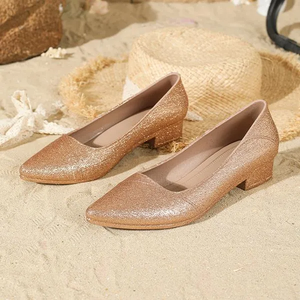 Women's Stylish Low-heeled Shoes with Sparkling Sparkles 01566483S