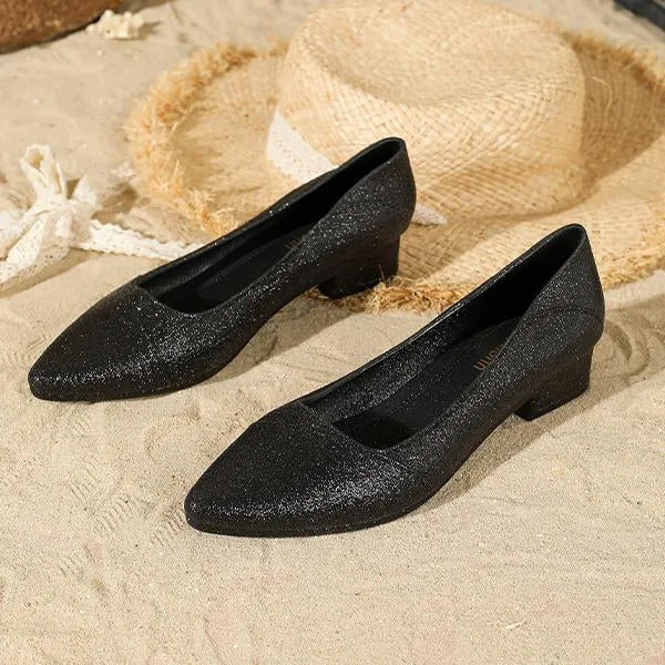 Women's Stylish Low-heeled Shoes with Sparkling Sparkles 01566483S