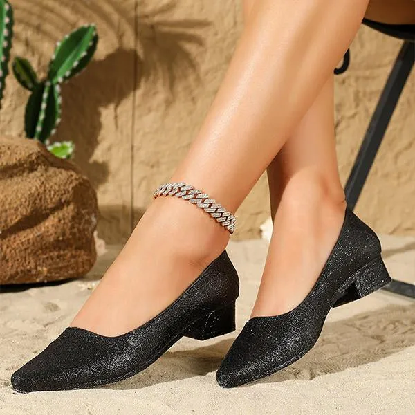 Women's Stylish Low-heeled Shoes with Sparkling Sparkles 01566483S