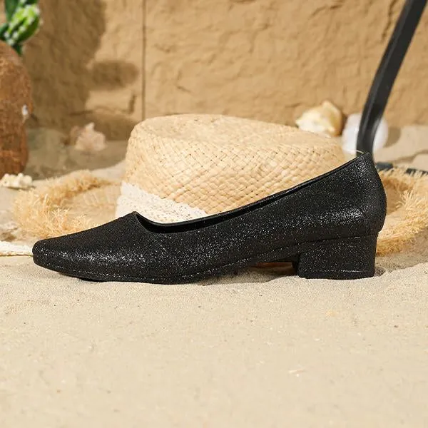 Women's Stylish Low-heeled Shoes with Sparkling Sparkles 01566483S
